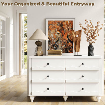 6-Drawer Dresser for Bedroom - 43" Modern Chest of Drawers with Scalloped Front, Storage Organizer
