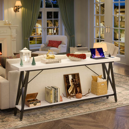 Console Table with Charging Station, 70.9 Inch Extra Long Sofa Table