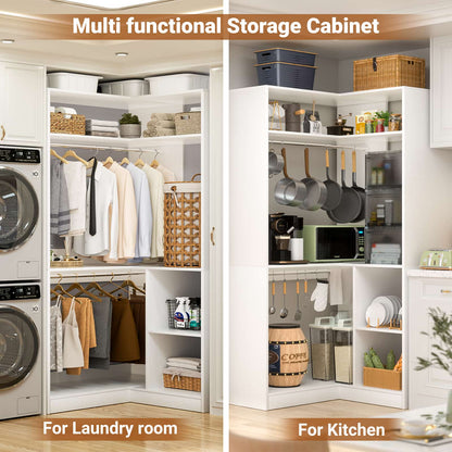 34’’ Corner Closet System with Shelves and Hanging Rods