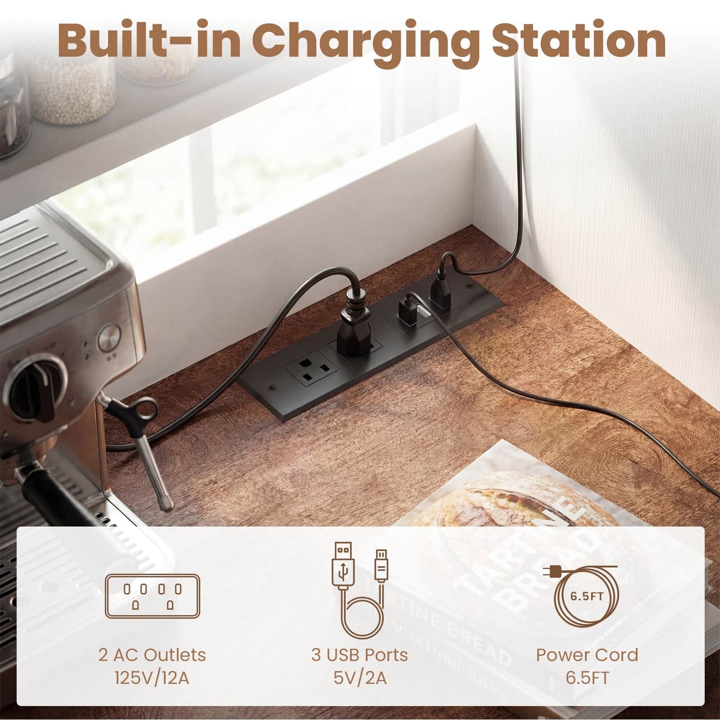 2-Piece Beverage Station Set - Mini Fridge Cabinet & Coffee Bar with Charging Hub, LED Light & Wine Storage