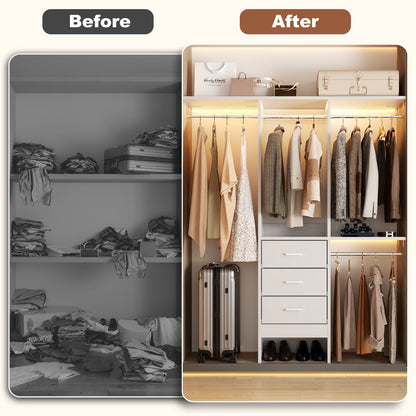 4FT Small Closet System with 3 Fabric Drawers