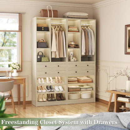 7 FT (84") Free Standing Closet Organizer System - Heavy Duty Wardrobe Tower with Drawers & Shelves