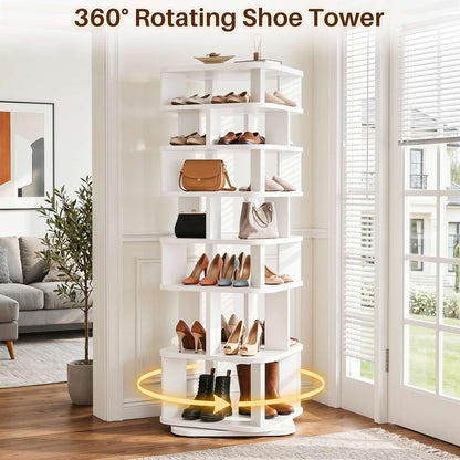 7 Tier Square Rotating Shoe Rack Tower