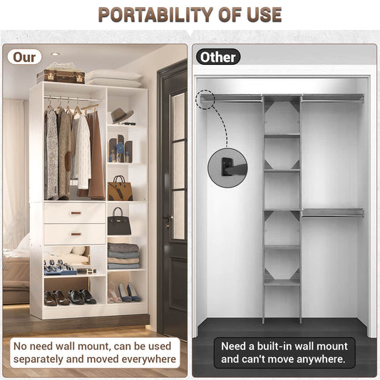 40 Inches Freestanding Closet System with 10 Shelves