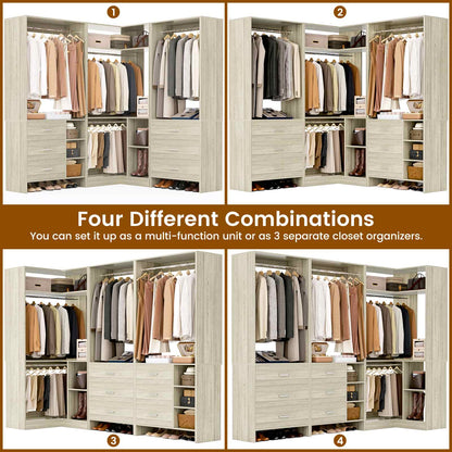 Closet System with 6 Drawers, 4 Hanging Rods & Corner Tower
