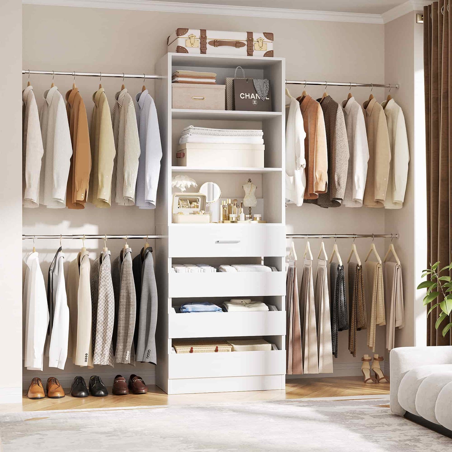 4-9 Ft Adjustable Wooden Closet Organizer System