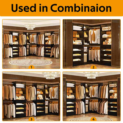 3-Piece Freestanding Wardrobe,79"-267" Adjustable Closet System with Drawers & Shelves for Bedroom/Closet Storage