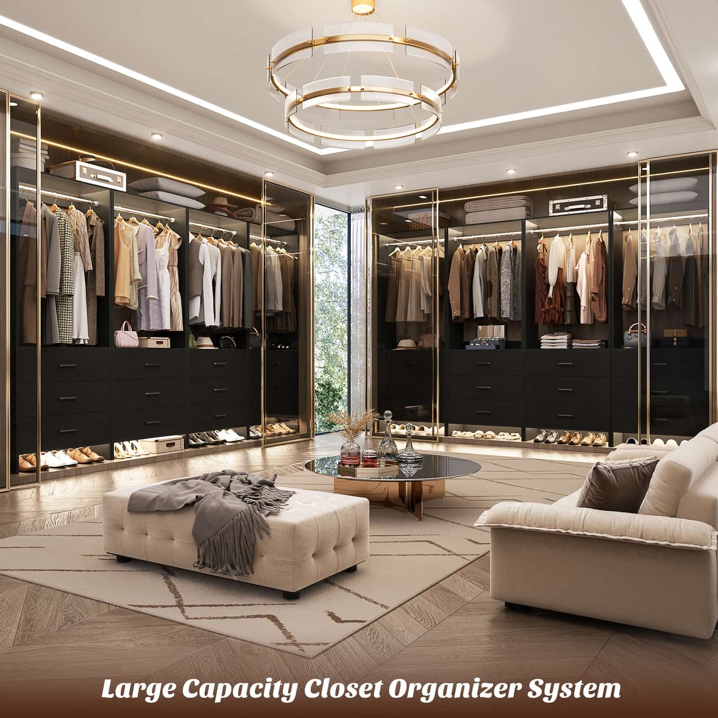 8FT Closet System with Wooden Drawers
