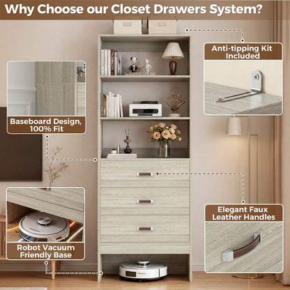 1.8FT Closet System with Leather Handles for Small Space