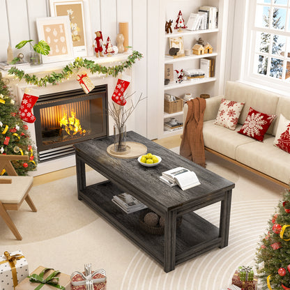 43.3” Rectangular Coffee Table with Storage Shelf