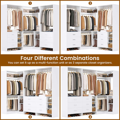 Closet System with 6 Drawers, 4 Hanging Rods & Corner Tower