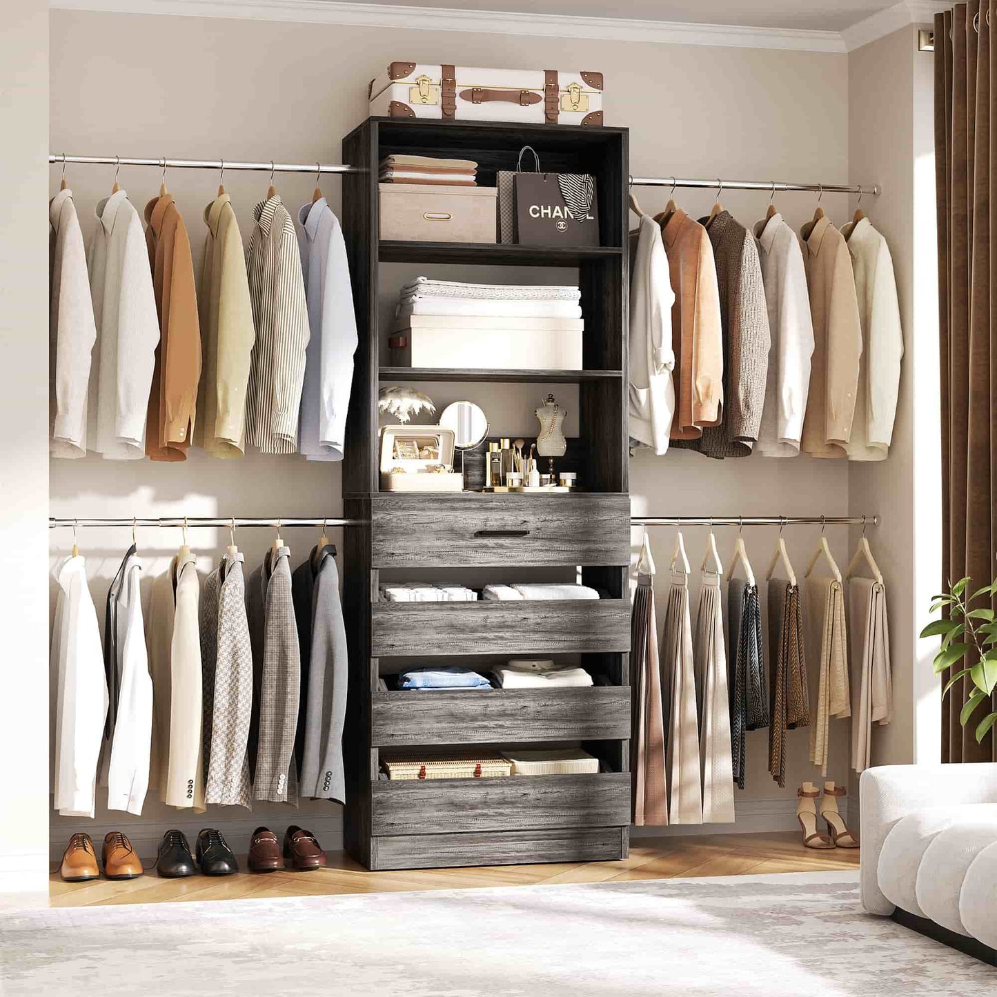 4-9 Ft Adjustable Wooden Closet Organizer System
