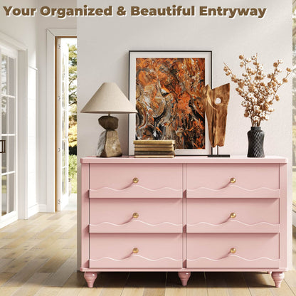 6-Drawer Dresser for Bedroom - 43" Modern Chest of Drawers with Scalloped Front, Storage Organizer