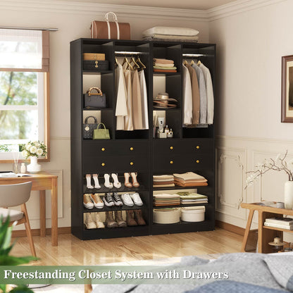 7 FT (84") Free Standing Closet Organizer System - Heavy Duty Wardrobe Tower with Drawers & Shelves