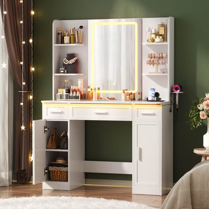 Makeup Vanity Desk with Mirror and Lights 3 Colors