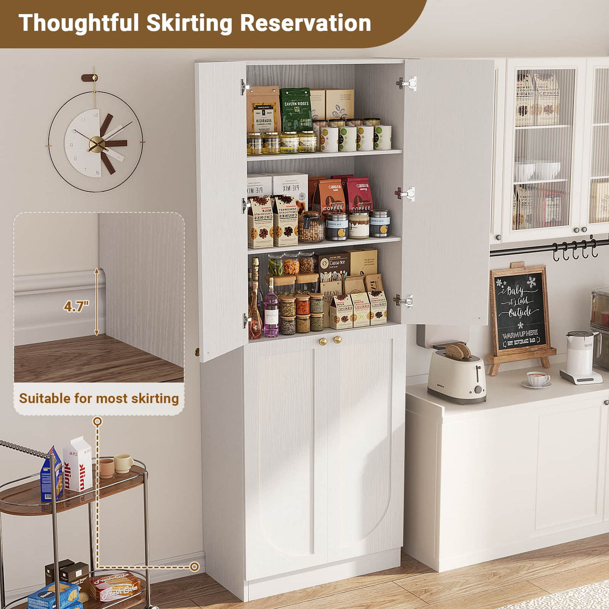 80" Kitchen Pantry with 4 Soft Close Doors