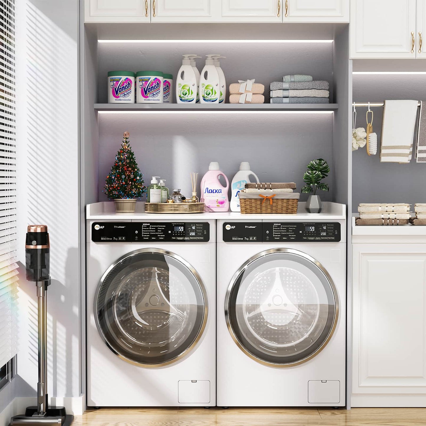 Washer and Dryer Countertop, Laundry Room Organization with Non-Slip Pads