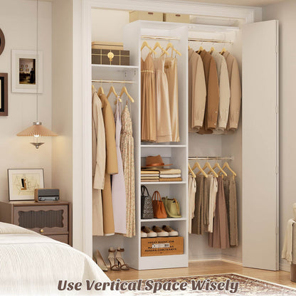 4FT Small Closet System with 4 Closet Rods & 3 Shelves