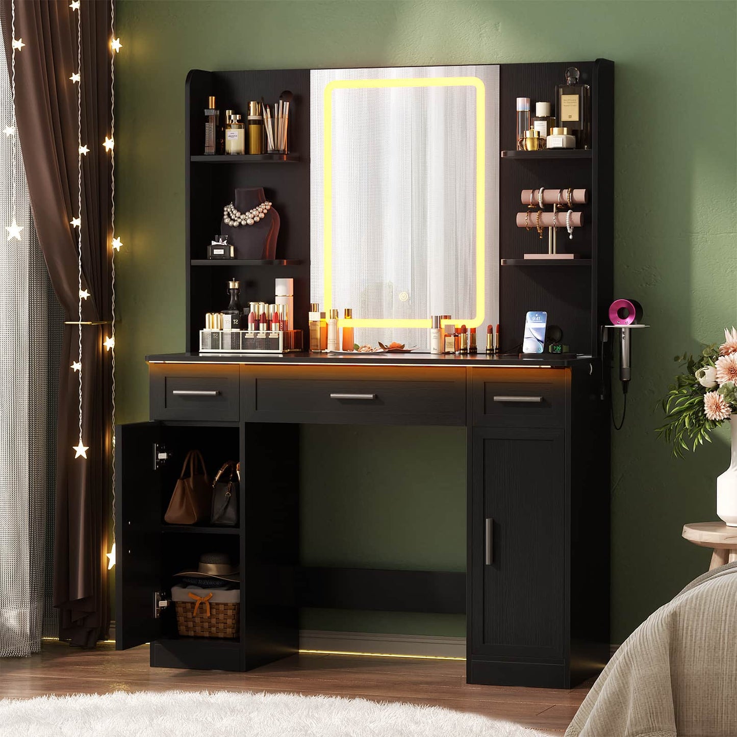 Makeup Vanity Desk with Mirror and Lights 3 Colors