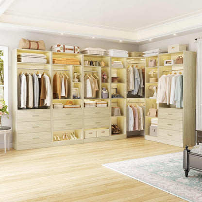 Complete Corner & Straight Closet Organizer Suite:1 Corner Shelf Unit + 4 Tower Systems ( 4-Drawer+ 6-Drawer Options)