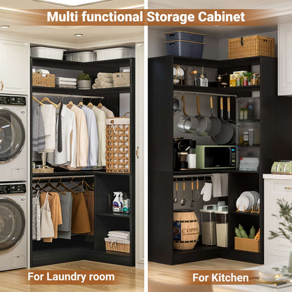 34’’ Corner Closet System with Shelves and Hanging Rods