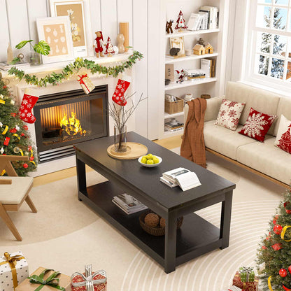 43.3” Rectangular Coffee Table with Storage Shelf