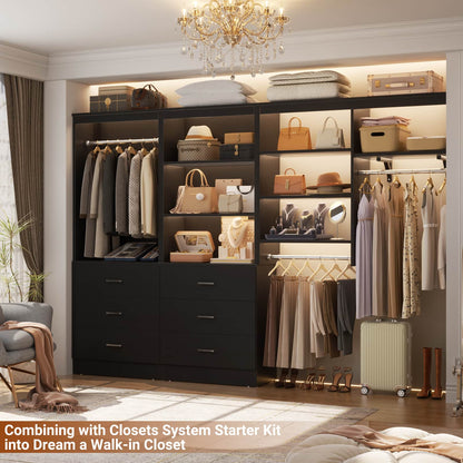 23.6" Closet Organizer System with 3 Wood Drawers