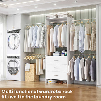 Closet System, Closet Organizer with 3 Wooden Drawers