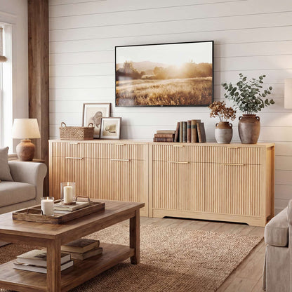 Buffet Cabinet with Storage, 55" Fluted Sideboard Buffet with Drawers