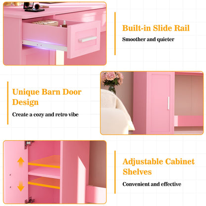 Makeup Vanity Desk with Mirror and Lights 3 Colors