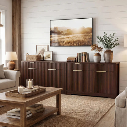 Buffet Cabinet with Storage, 55" Fluted Sideboard Buffet with Drawers