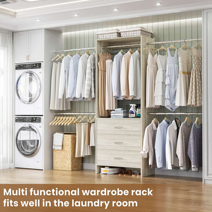 Closet System, Closet Organizer with 3 Wooden Drawers