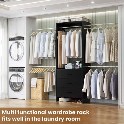 Closet System, Closet Organizer with 3 Wooden Drawers