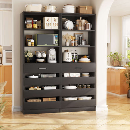 2-Pack Space-Saving Modular Armoire Wardrobe Closet System with 8 Drawers & Adjustable Shelves
