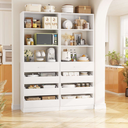 2-Pack Space-Saving Modular Armoire Wardrobe Closet System with 8 Drawers & Adjustable Shelves