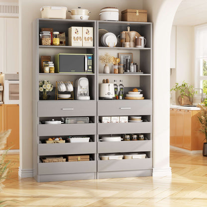 2-Pack Space-Saving Modular Armoire Wardrobe Closet System with 8 Drawers & Adjustable Shelves