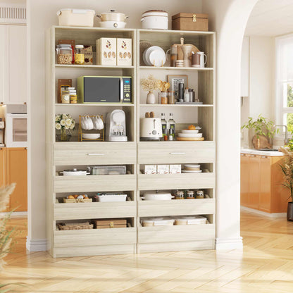 2-Pack Space-Saving Modular Armoire Wardrobe Closet System with 8 Drawers & Adjustable Shelves