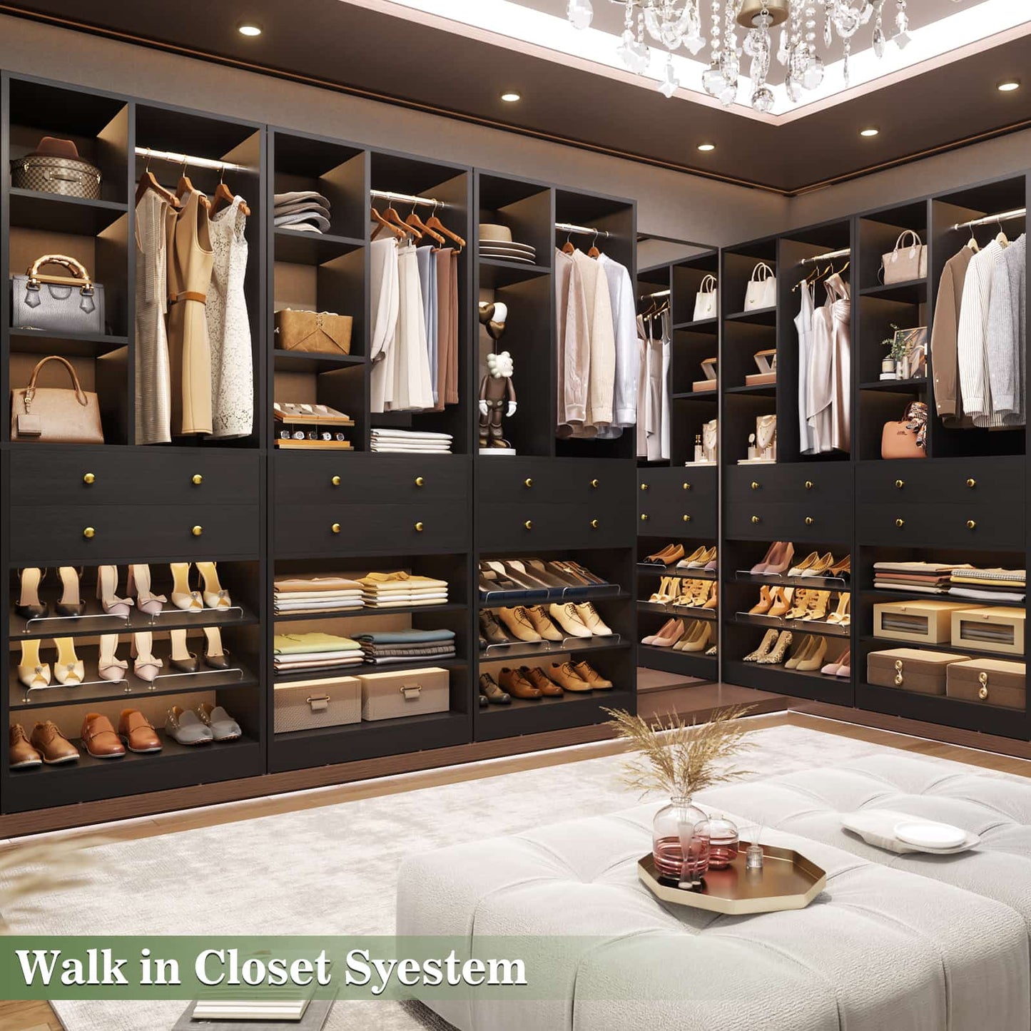 28-Inch Closet Organizer Tower – Free Standing Wardrobe Storage Unit with Drawers and Shelves, Closets System