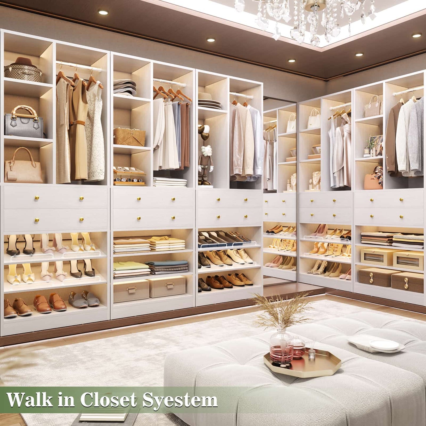 7 FT (84") Free Standing Closet Organizer System - Heavy Duty Wardrobe Tower with Drawers & Shelves