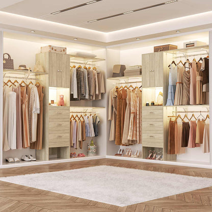 96 '' Closet Organizer System with Wood Drawers and Doors