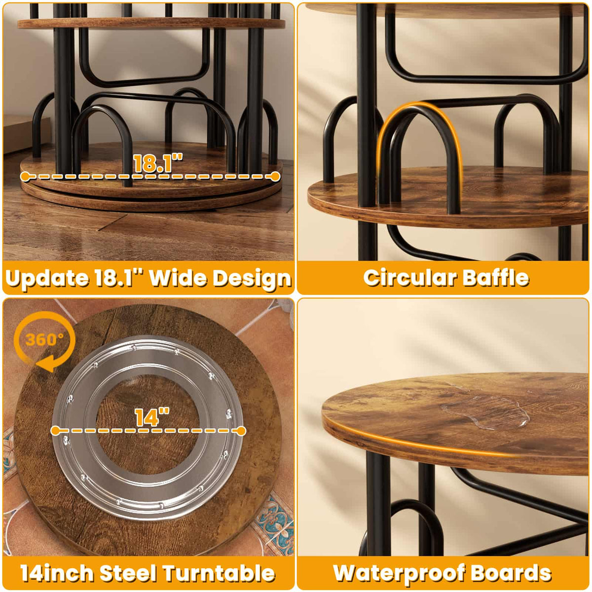 6 Tier Rotating Bookshelf Tower, Revolving Bookcase
