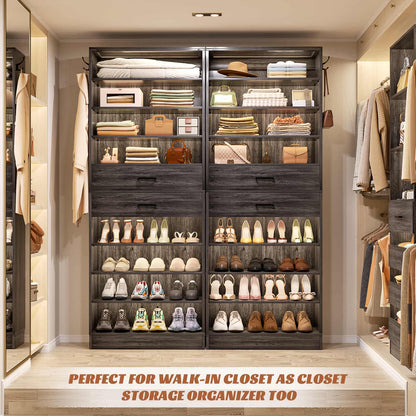 2-Pack 10-Tier Shoe Cabinet Set with 4 Drawers, 65cm Width Freestanding Organizer