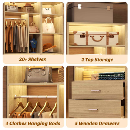 Freestanding Closet System with 3 Sets, 87.2" Closet Organizer System , Reversible L Shaped Walk-in Closets,