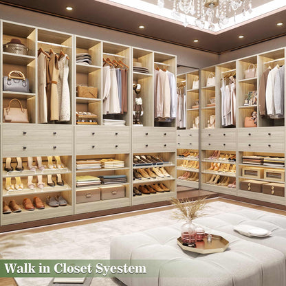 4.6ft Free Standing Closet Organizer with Drawers & Shelves, Heavy Duty 1200lb Capacity Wardrobe System