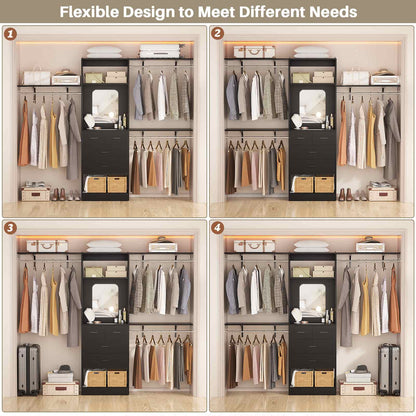 8FT Walk in Closet Organizer with 3 Hanging rods and Shelves