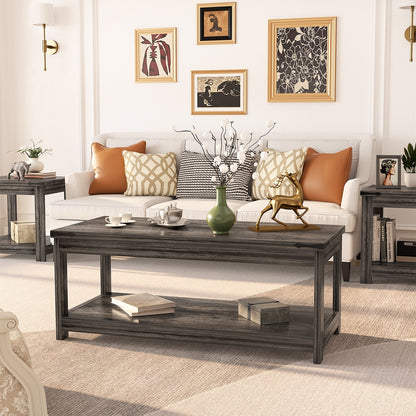 43.3” Rectangular Coffee Table with Storage Shelf