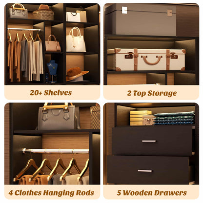 Freestanding Closet System with 3 Sets, 87.2" Closet Organizer System , Reversible L Shaped Walk-in Closets,