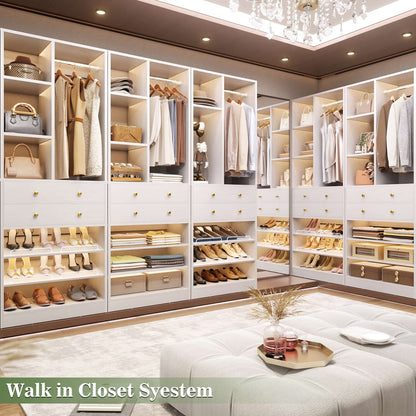 112 Inch (9.2 FT) Freestanding Wardrobe Closet Organizer with 8 Drawers & Shelves, Heavy Duty 2400+ lbs Capacity