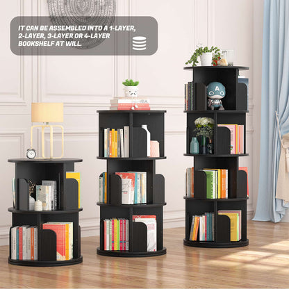 Rotating Bookshelf, 360 Display Corner Bookshelf for Small Space