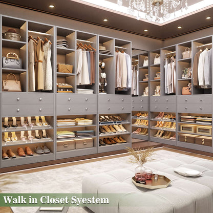 112 Inch (9.2 FT) Freestanding Wardrobe Closet Organizer with 8 Drawers & Shelves, Heavy Duty 2400+ lbs Capacity